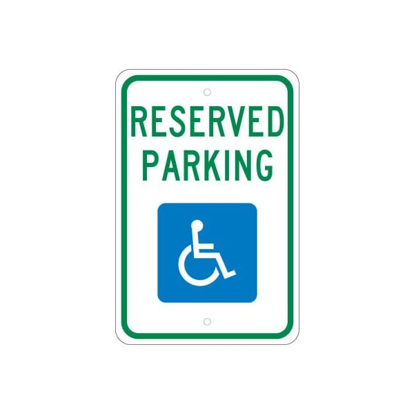National Marker Co NMC Traffic Sign, Reserved Handicapped Parking, 18in X 12in, White TM97J - main